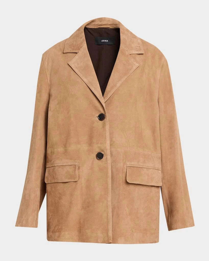 Arma Jolie Single-Breasted Goatskin Suede Blazer