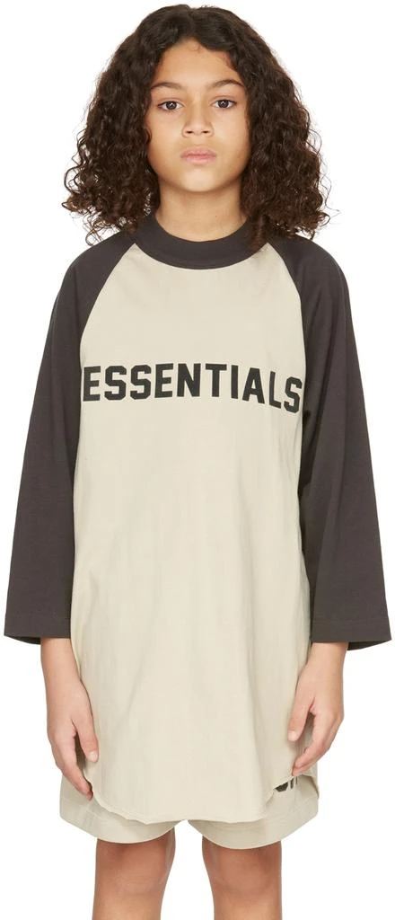 Essentials Kids Beige Three-Quarter Sleeve Baseball T-Shirt 2