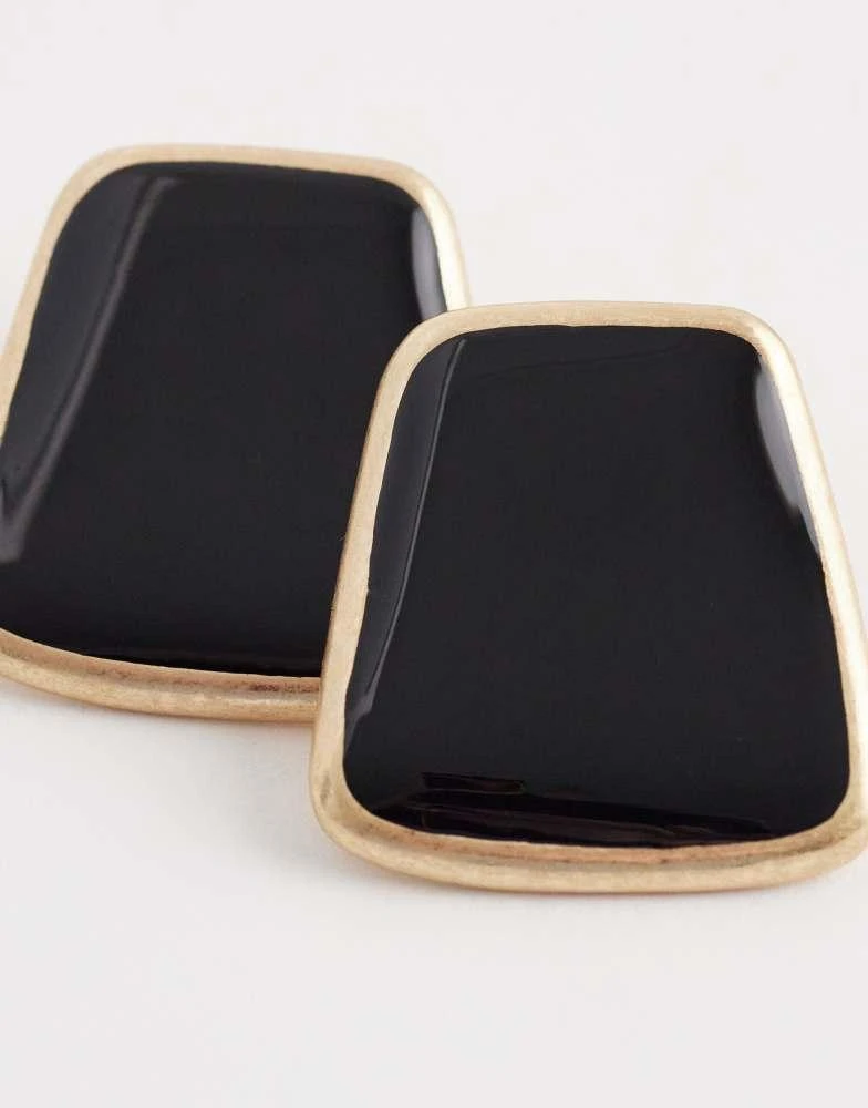 ASOS ASOS DESIGN studs with black resin stone detail in gold tone 4