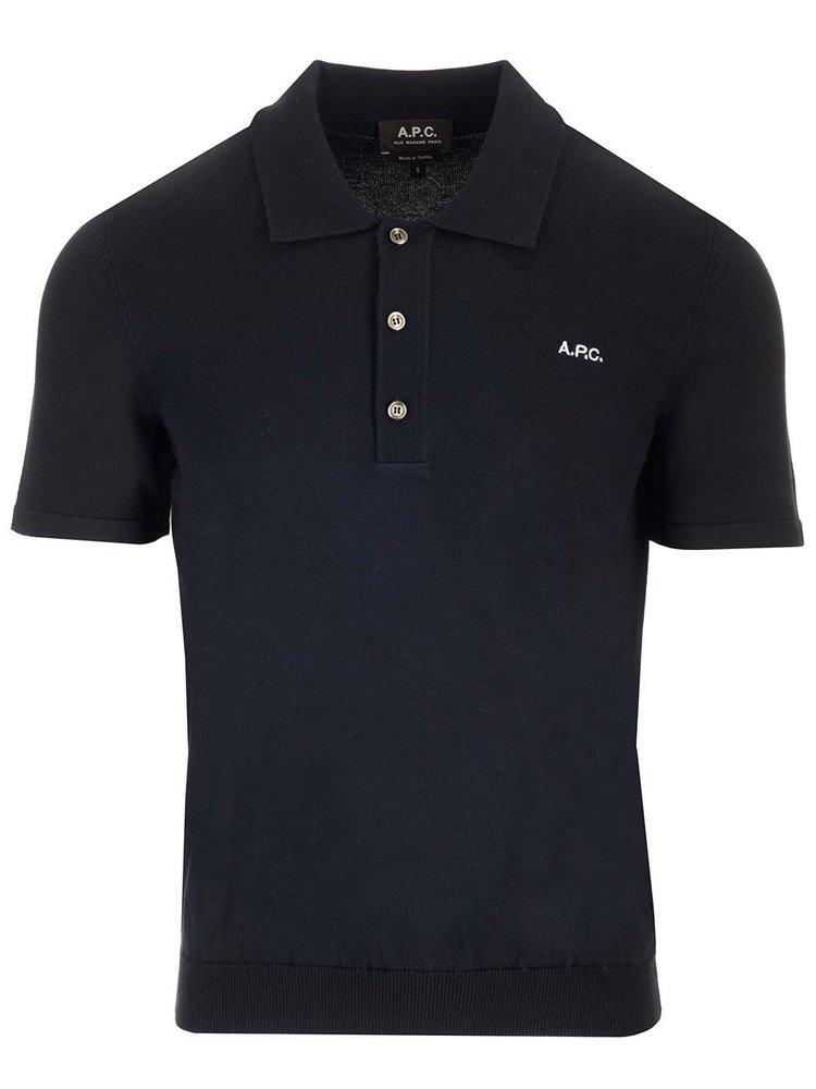 A.P.C. A.P.C. Ollie Logo Embroidered Knitted Polo Shirt