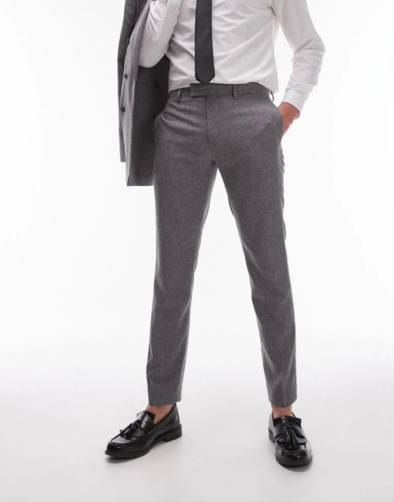 Topman Topman skinny textured suit trousers in grey 3