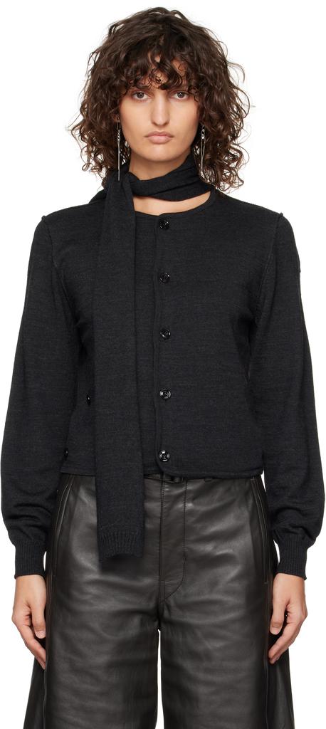 Lemaire Gray Twisted Scarf Cardigan - Women's Cardigans