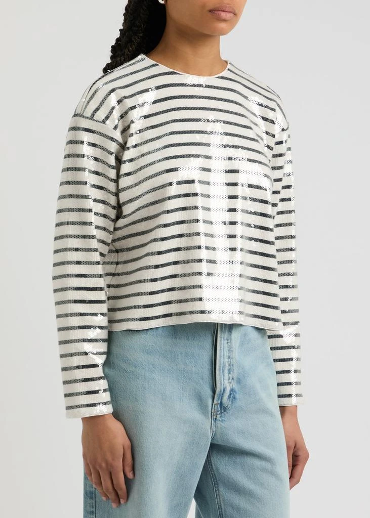 FRAME Striped sequin-embellished cotton top 2