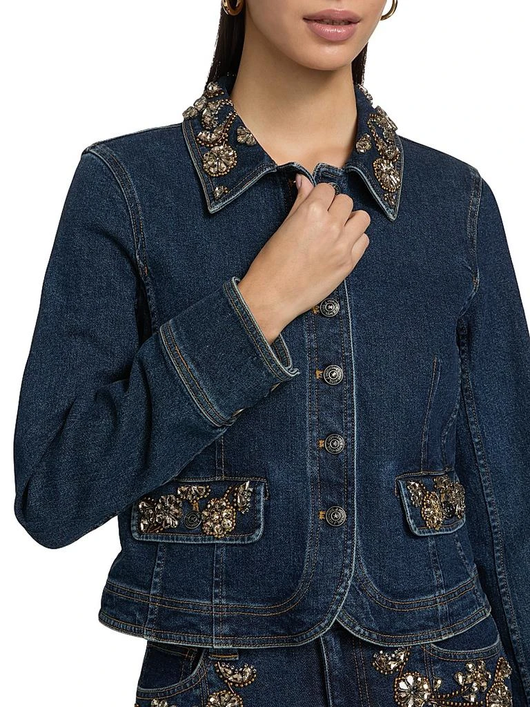 Cinq à Sept Reve Crystal Ivy-Embellished Denim Button-Front Jacket 6