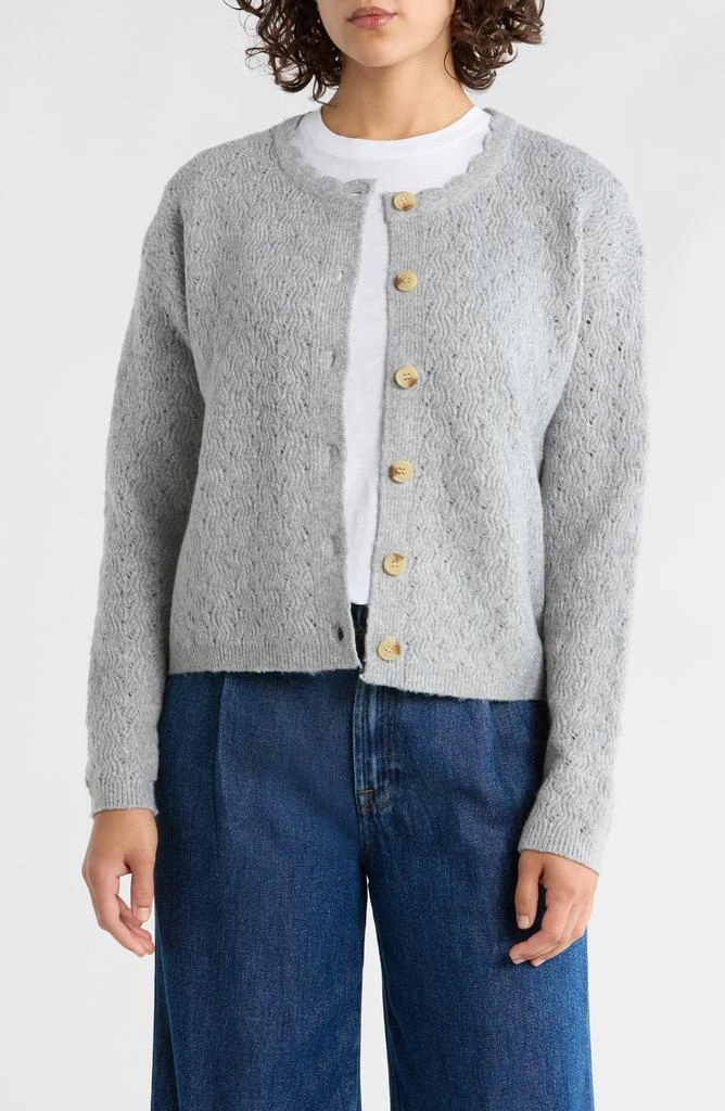 Bobeau Pointelle Stitch Cardigan