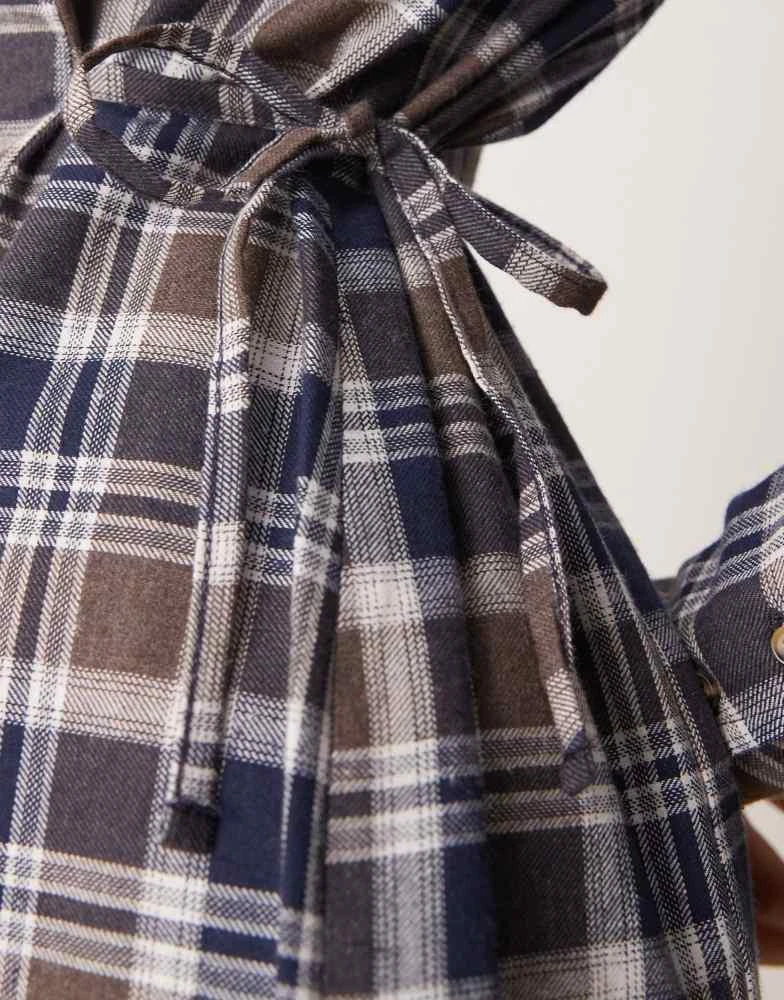 ASOS ASOS DESIGN oversized cinch waist shirt in brushed check 3