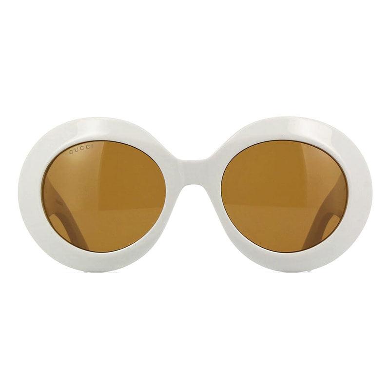 Gucci Gucci Oval Full Rim, with a White frame and Brown lens.