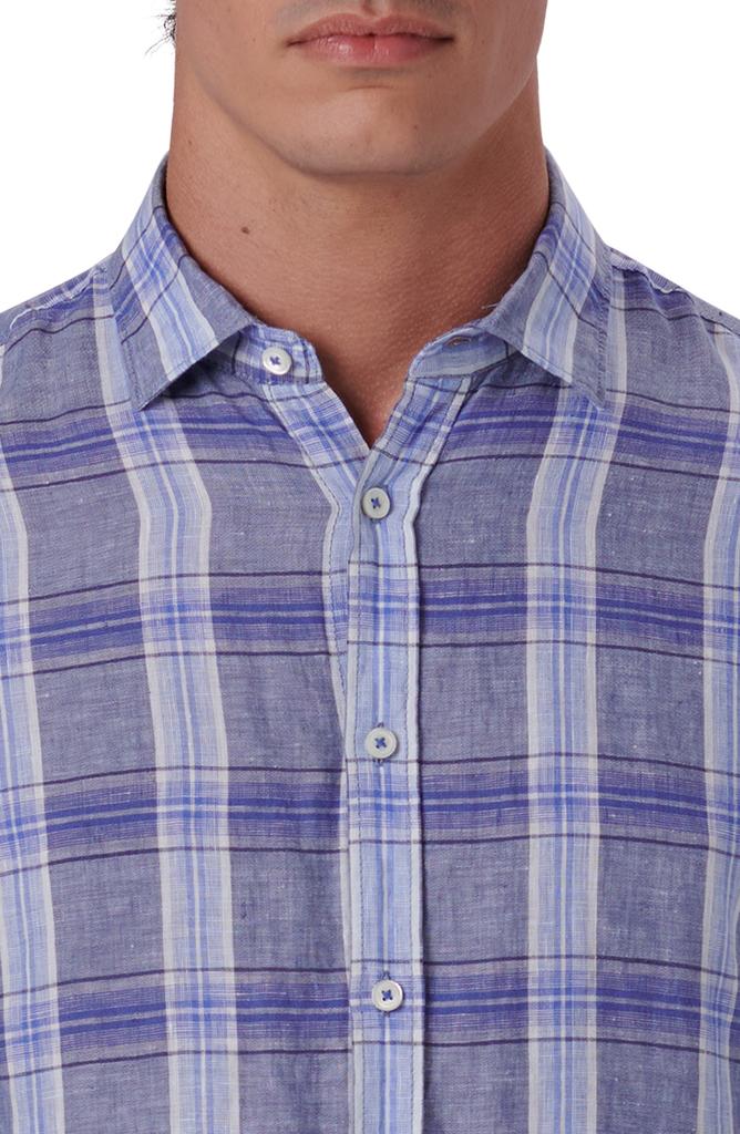 BUGATCHI Plaid Linen Button-Up Shirt