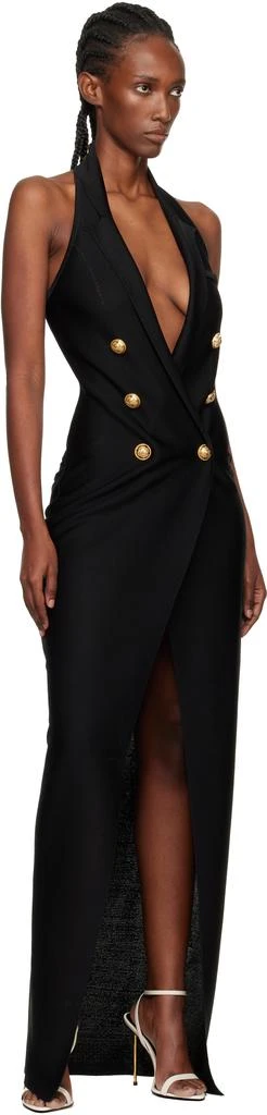 Balmain Black Halter Neck Knit Maxi Dress 4
