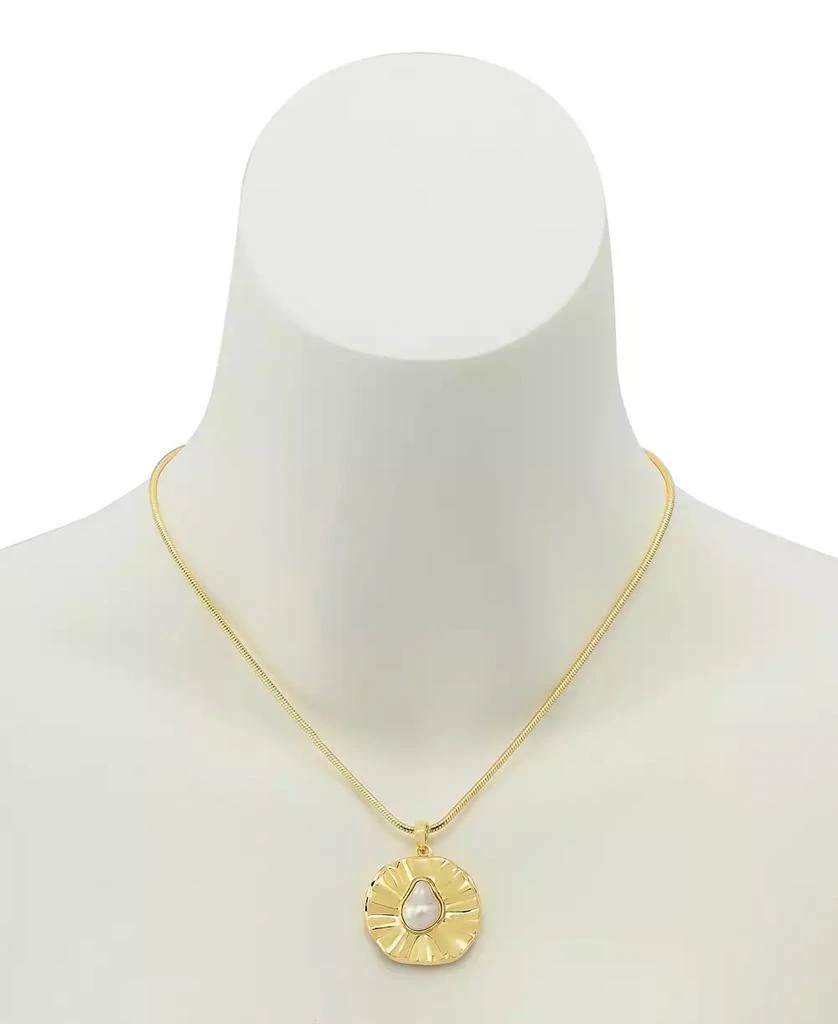 Robert Lee Morris Faux Cultivated Pearl Textured Coin Pendant Necklace 3