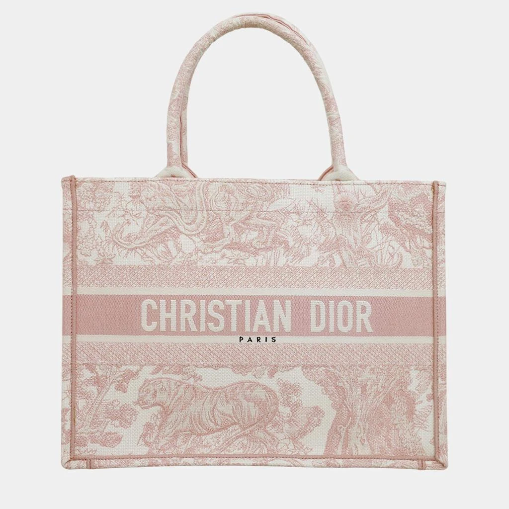 Dior Dior Soft Pink Canvas Embroidered Medium Book Tote Bag  1