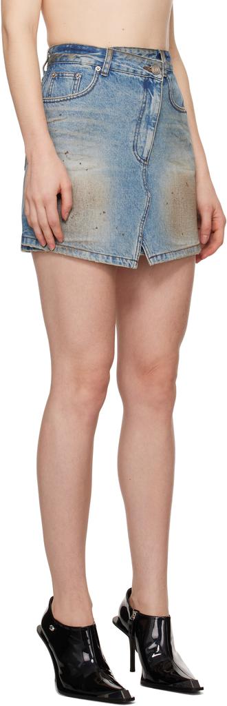 Juun.J Blue Tilted Denim Miniskirt