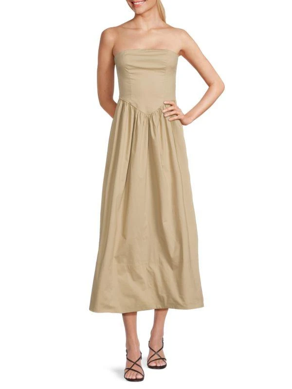 knee length dresses for ladies Bandeau Ruffle-Trim Corset Gown in Ivory - 14
