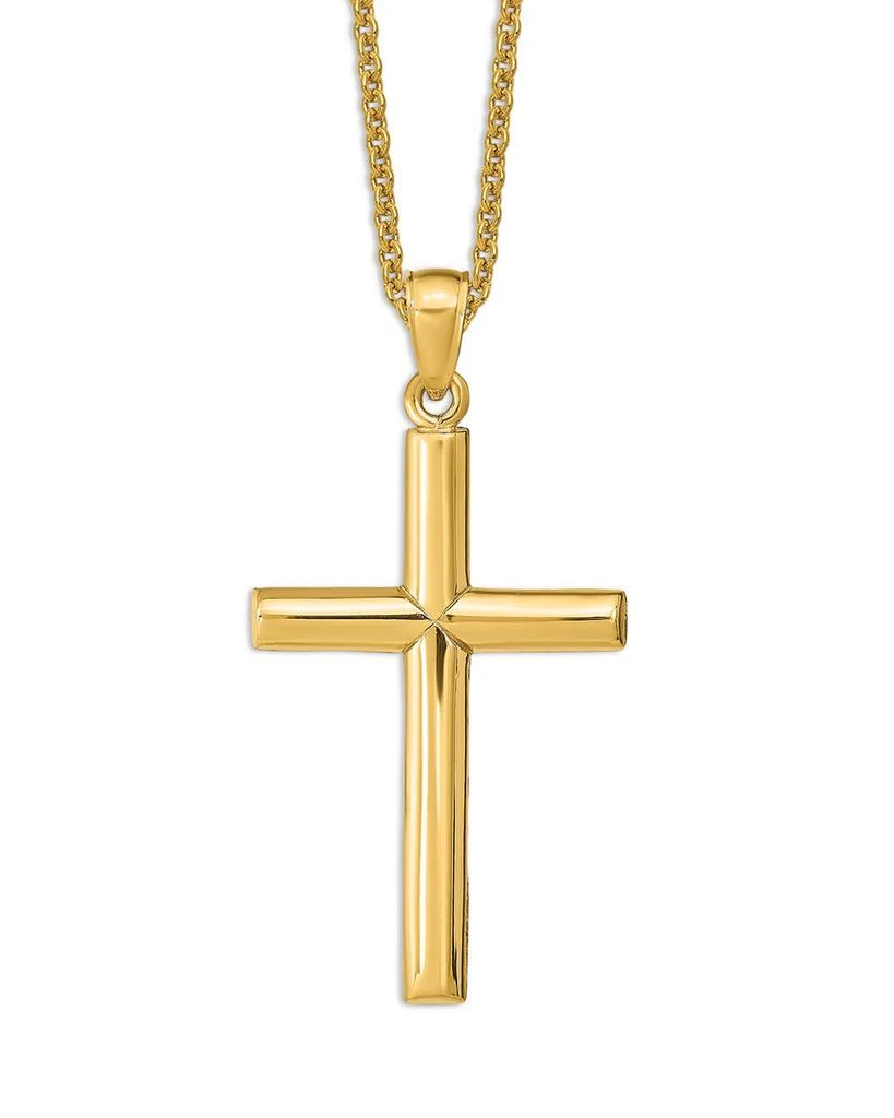 Bloomingdale's Men's Polished Cross Pendant Necklace in 14K Yellow Gold, 20" 1
