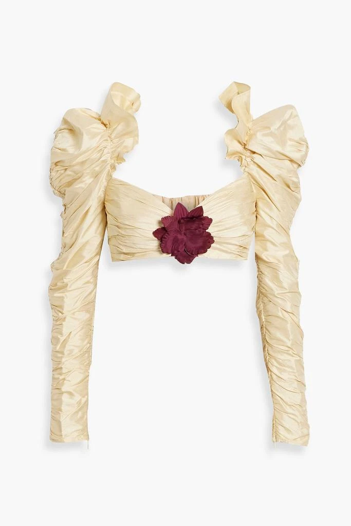 Zimmermann Cropped ruched silk-shantung top 1