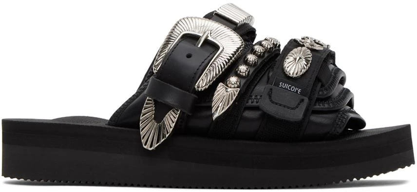 Toga Virilis Black Suicoke Edition Moto Sandals US-8-IT-41  