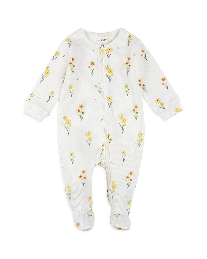Petit Lem Girls' Daffodils Print Ribbed Sleeper Footie - Baby 1