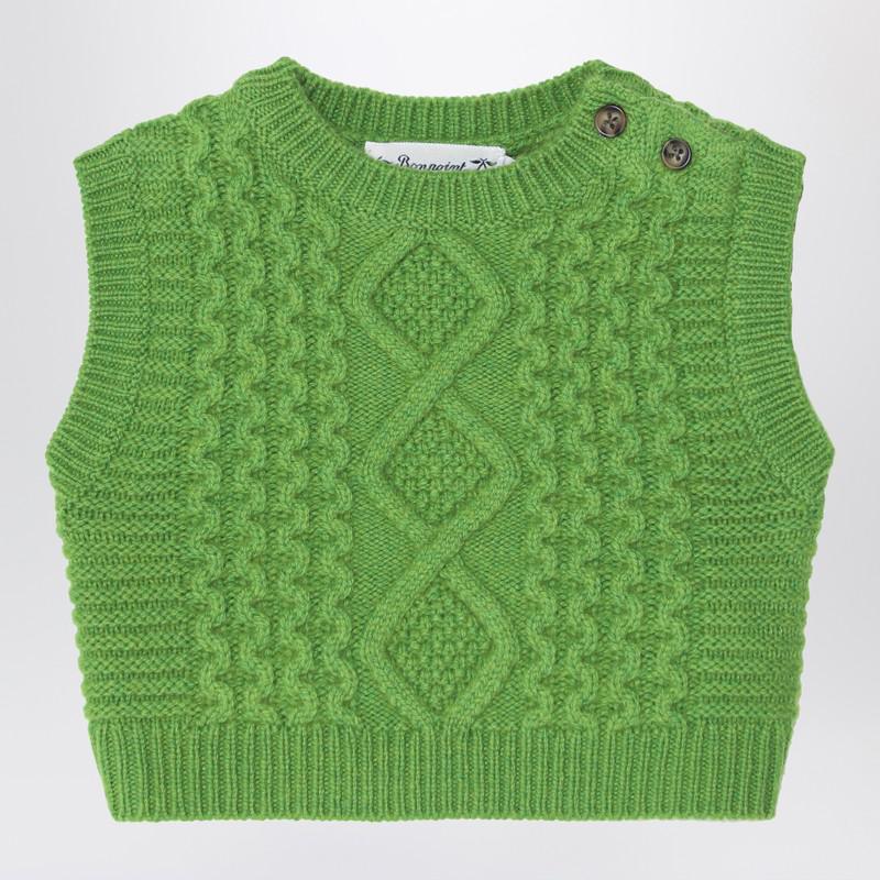 Bonpoint Green wool-blend cable-knit gilet