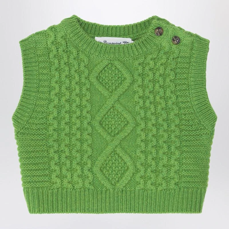 Bonpoint Green wool-blend cable-knit gilet 1