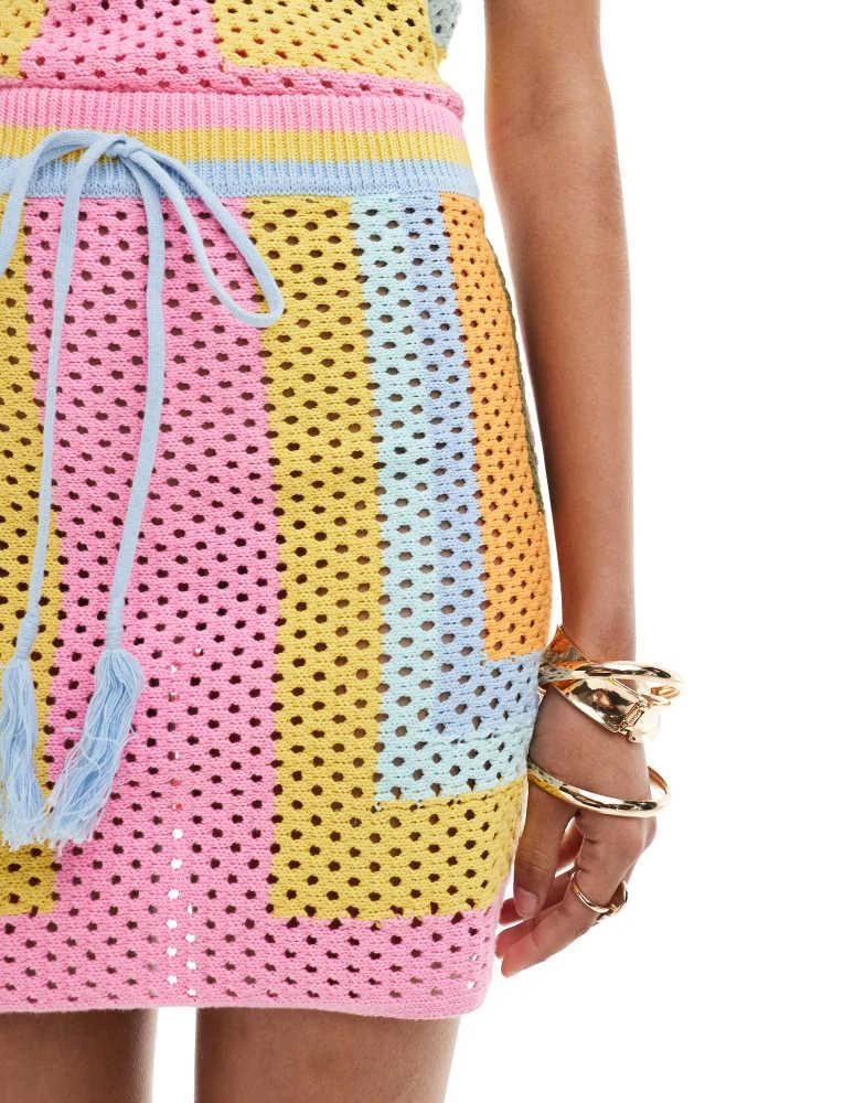 Mango Mango crochet co-ord skirt in multi 4