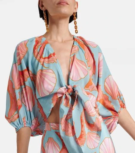 Adriana Degreas Printed tie-detail silk crop top 5