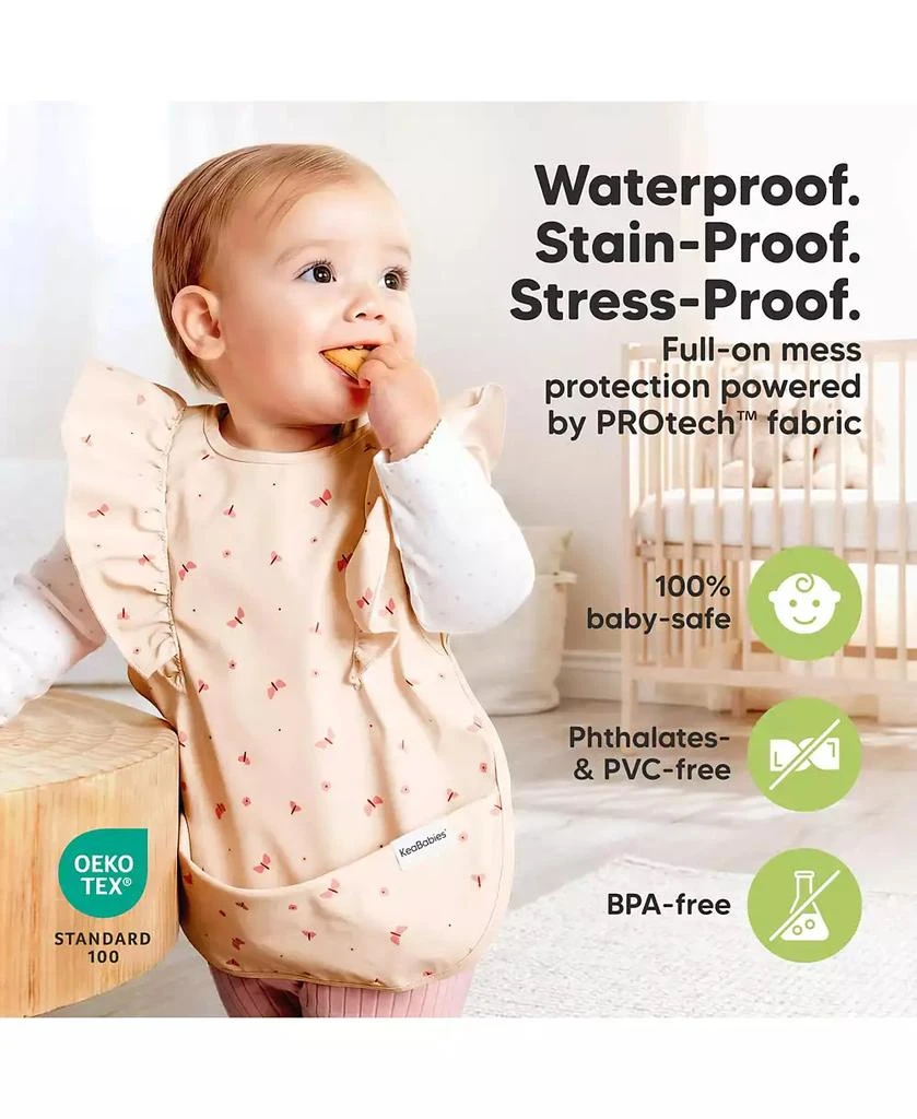KeaBabies 2-Pack Fae Waterproof Bibs for Baby Girl, Boy - Large Baby Bibs for Eating, Infant Feeding Essentials, Lightweight, Cute 4