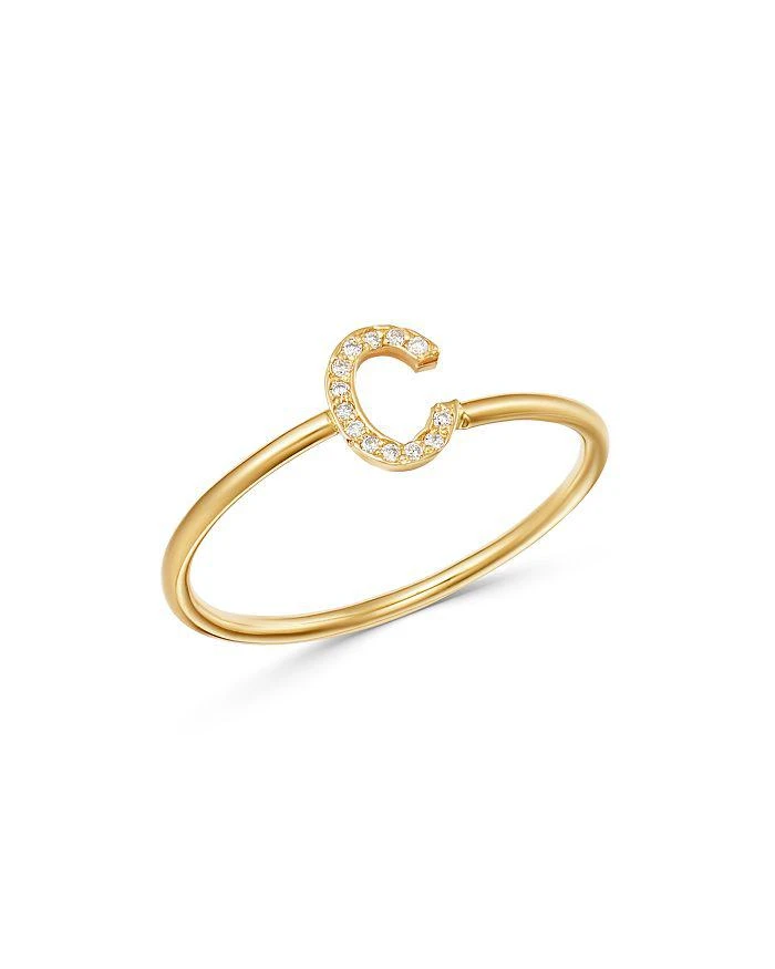 Zoe Lev 14K Yellow Gold Initial Diamond Ring 1
