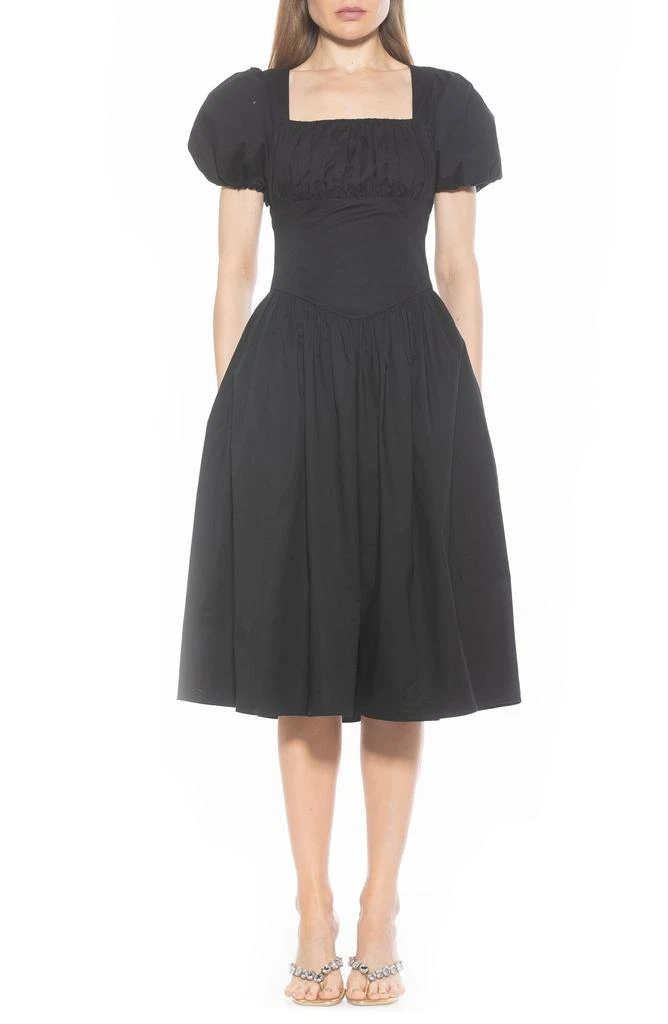 ALEXIA ADMOR Jessi Puff Sleeve Midi Dress 1