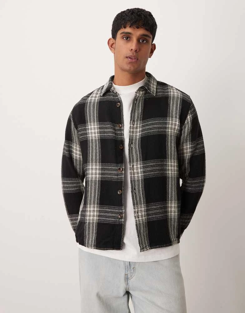 New Look New Look checked oxford shirt in black and white 2