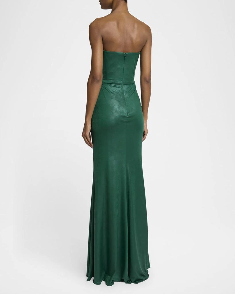 Elie Saab Strapless Ruched Coated Jersey Gown 3