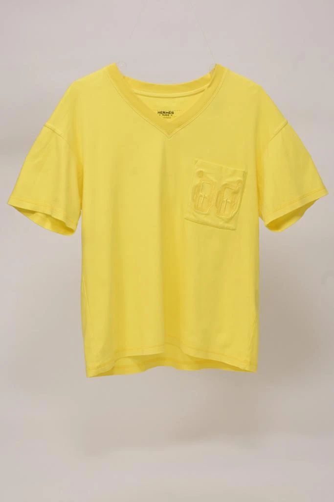 Hermes Hermes V-Neck Pocket T-Shirt in Yellow Cotton 5