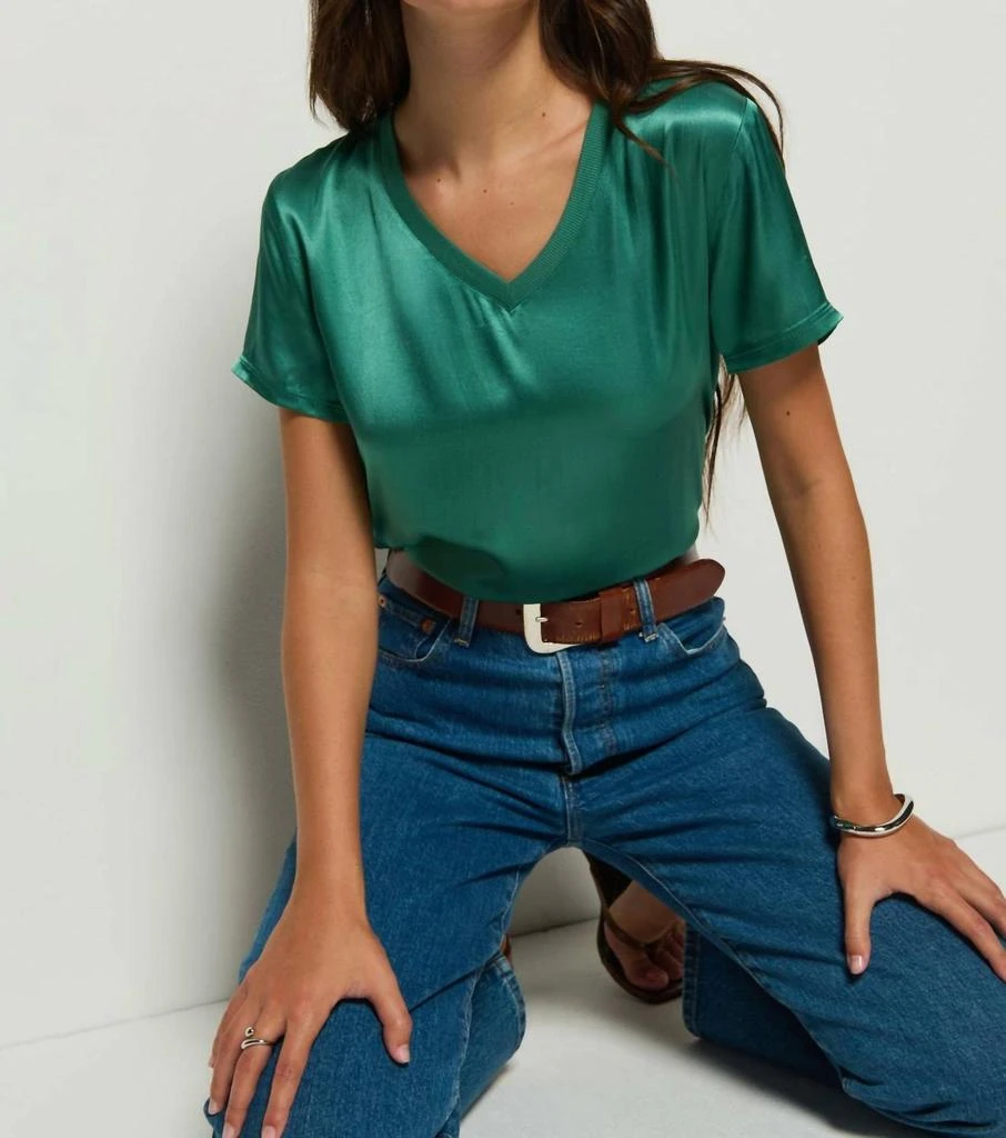 Nation LTD June V Neck Tee In Green 2