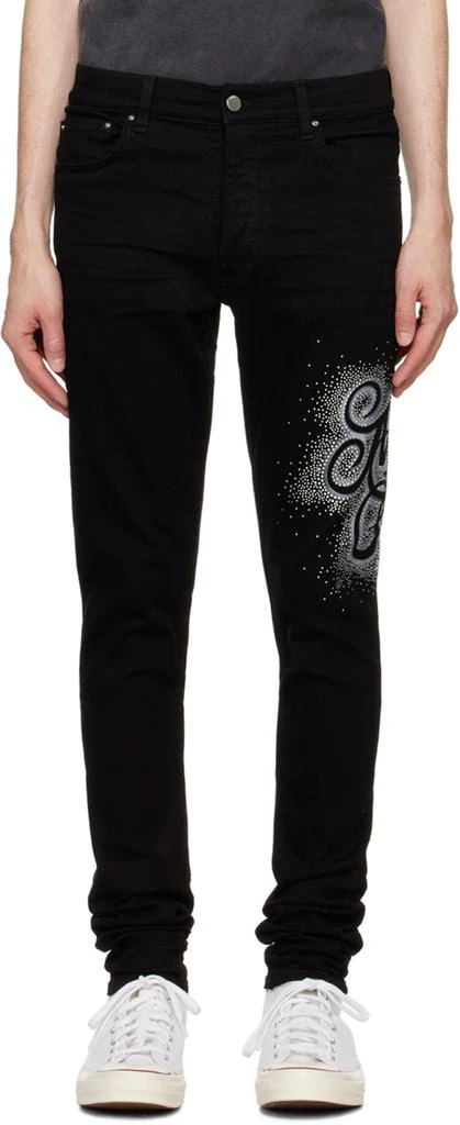 AMIRI Black MA Swirl Crystal Skinny Jeans 1