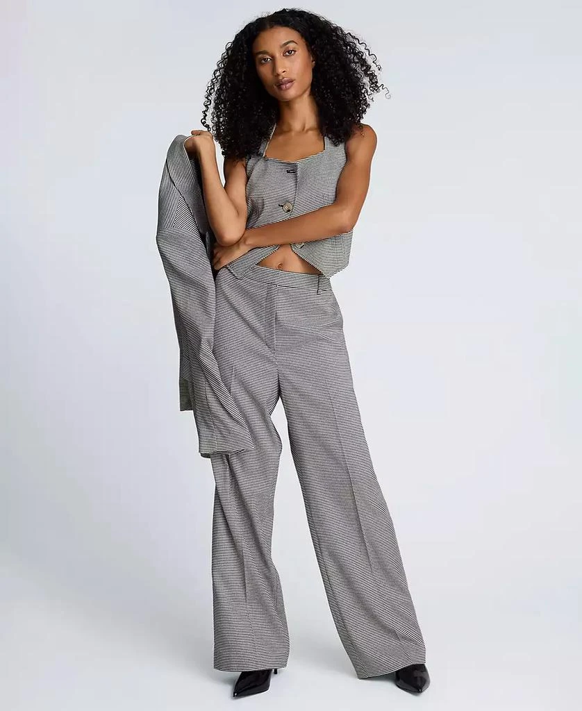 Kenneth Cole Women's Houndstooth Cropped Fitted Bodice Vest 3