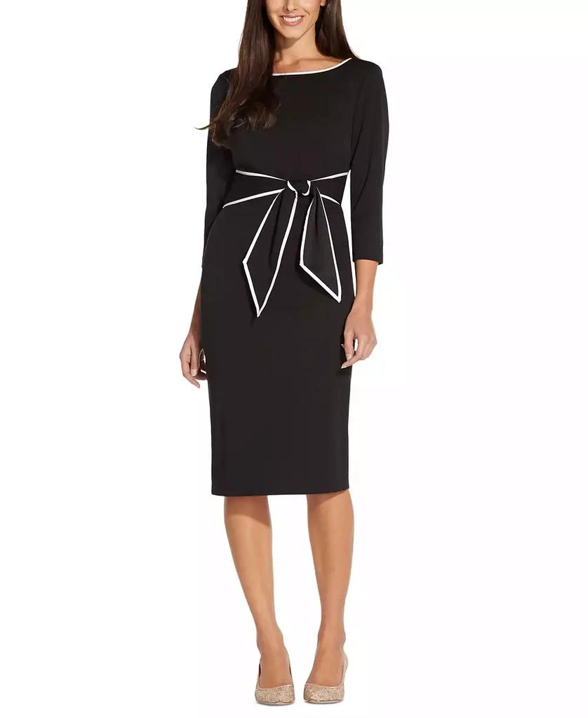 Adrianna Papell Women's Tipped Tie-Front 3/4-Sleeve Dress 1