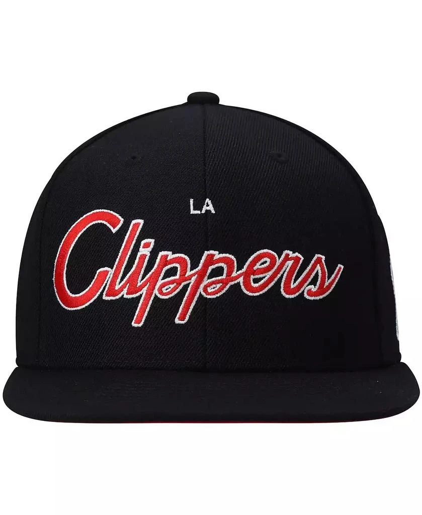 Mitchell & Ness Men's Black LA Clippers Hardwood Classics Script 2.0 Snapback Hat 3