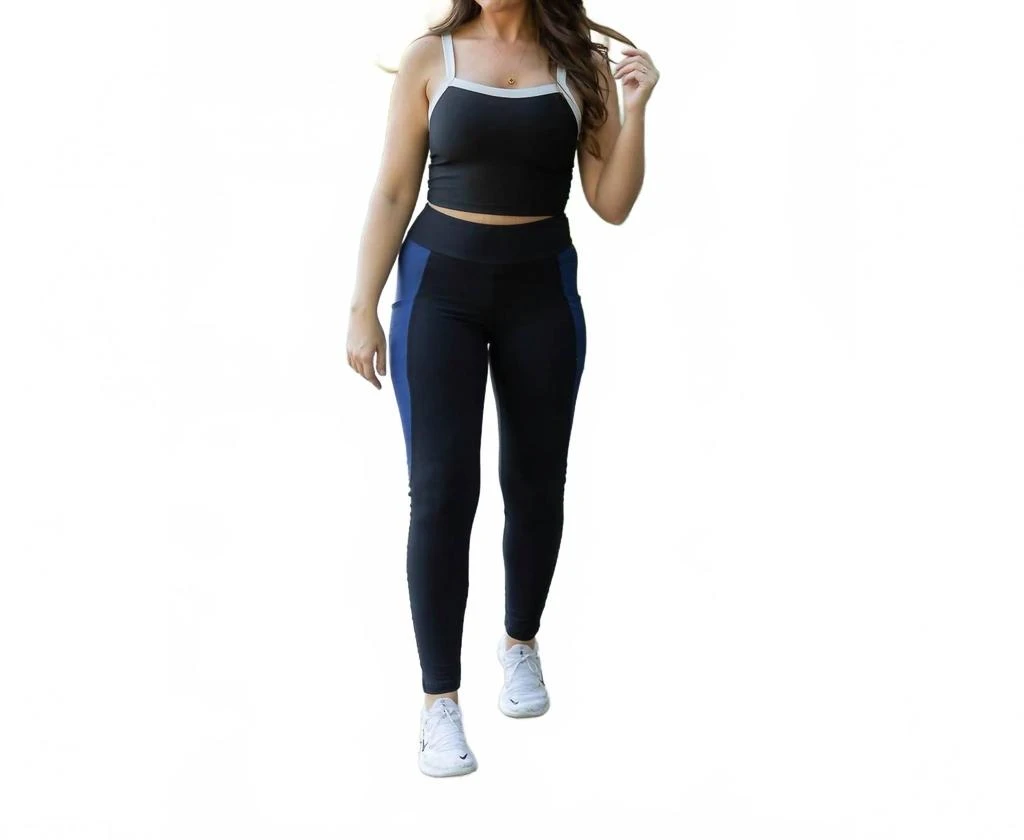 Julia Rose Billie Panel Full Length Leggings In Blue