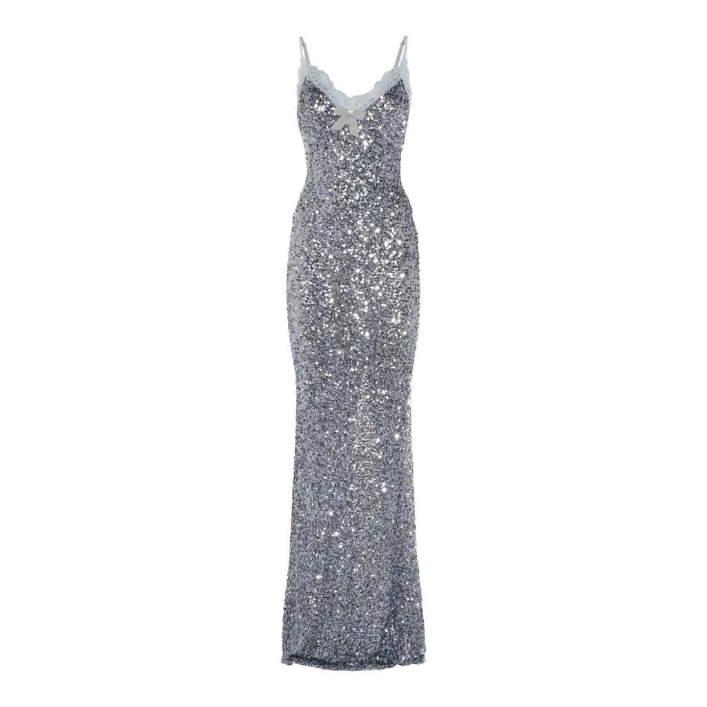 elisabetta franchi sequin dress Red Carpet sequinned dress with belt