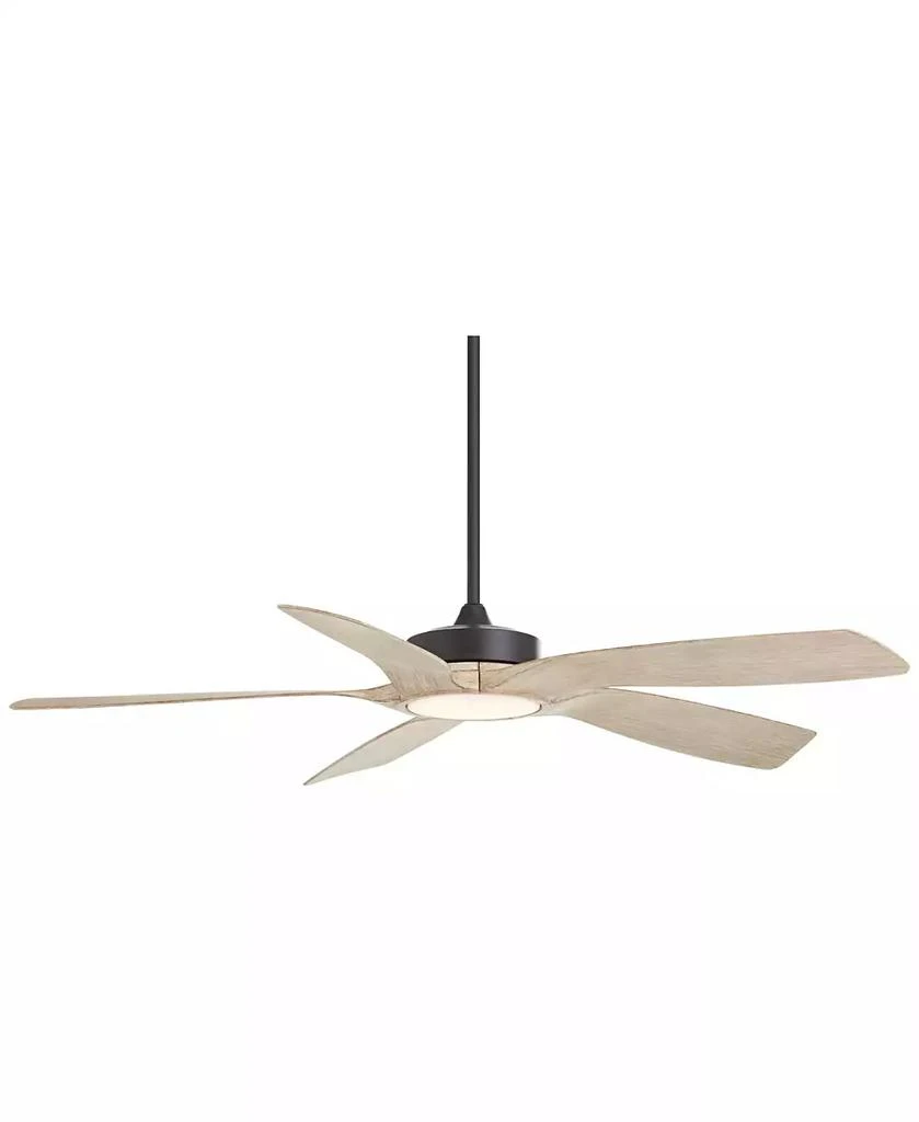 Casa Vieja 56" Mach 5 Indoor Outdoor Ceiling Fan 5 Blade LED Light Remote Control Matte Black Finish Distressed White Oak Blades Damp Rated 7