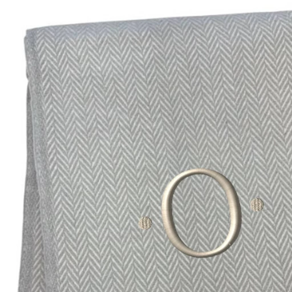 Hivvago 55" X 70" Gray And White Herringbone Cotton Blend O Initial Throw Blanket with Tassels And Embroidery 4