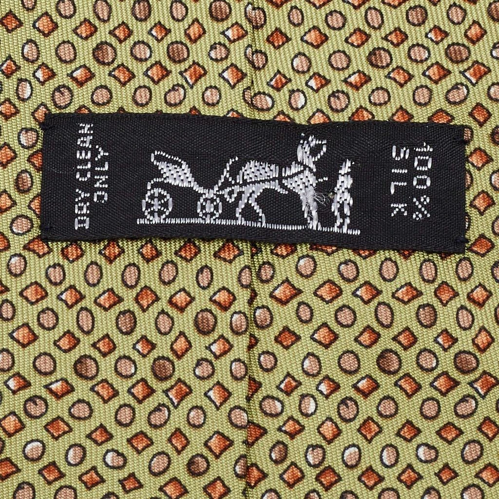 Hermes Hermès Green Geometric Shape Print Silk Traditional Tie 5