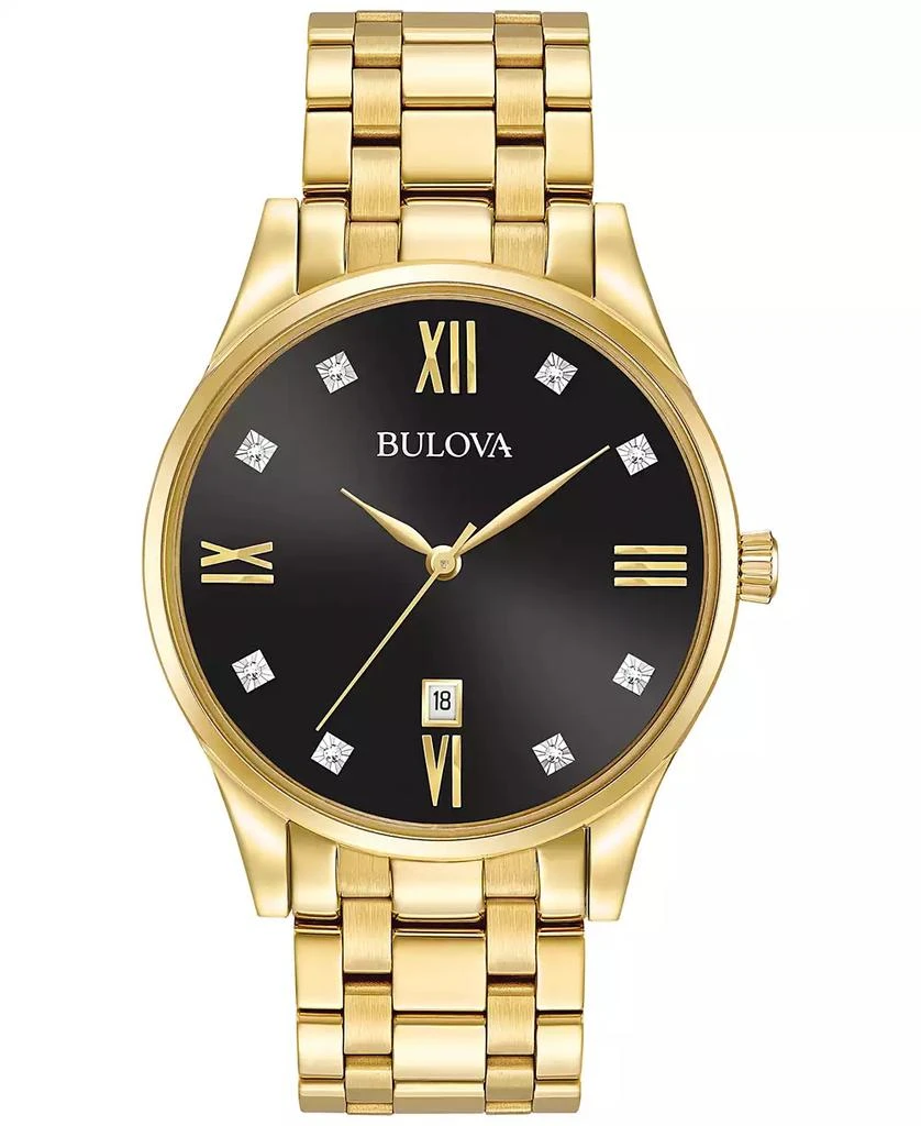 Bulova Men's Dress Diamond Accent Gold-Tone Stainless Steel Bracelet Watch 40mm 97D108 1