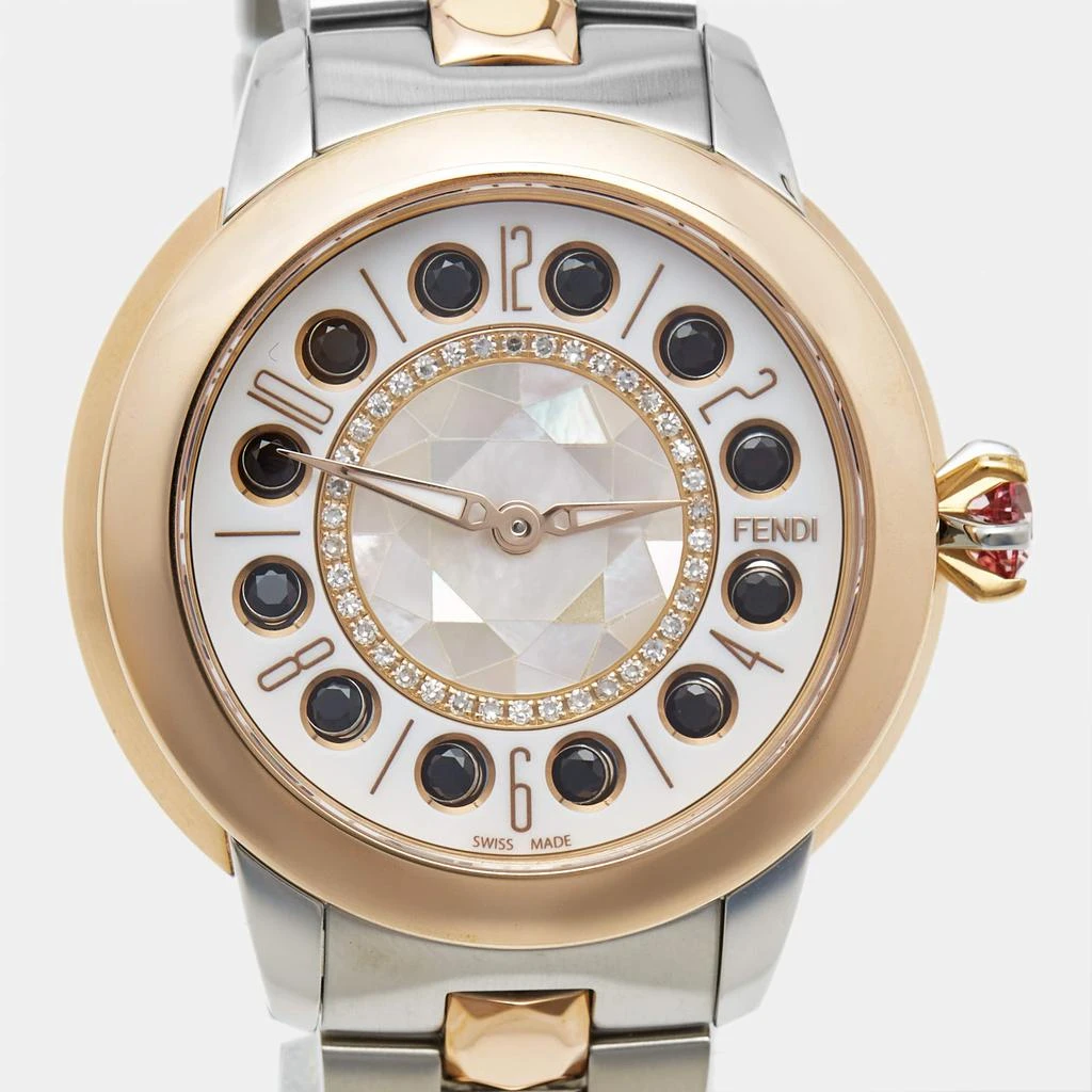 Fendi Fendi Mother of Pearl Diamond Spinel Topaz Two-Tone Stainless Steel IShine F121224500D2T01 Women's Wristwatch 33.50 mm 3