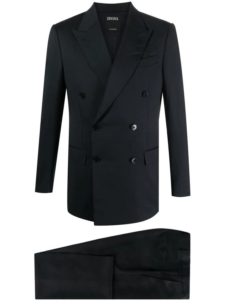 Zegna double-breasted wool suit - men -  -  - Blue 1