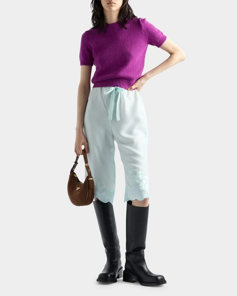 Prada Arque Crescent Suede Shoulder Bag 5
