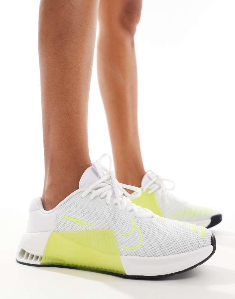 Nike Training Nike Training Metcon 9 trainers in white and green WHITE UK 4 Free Shipping BeyondStyle