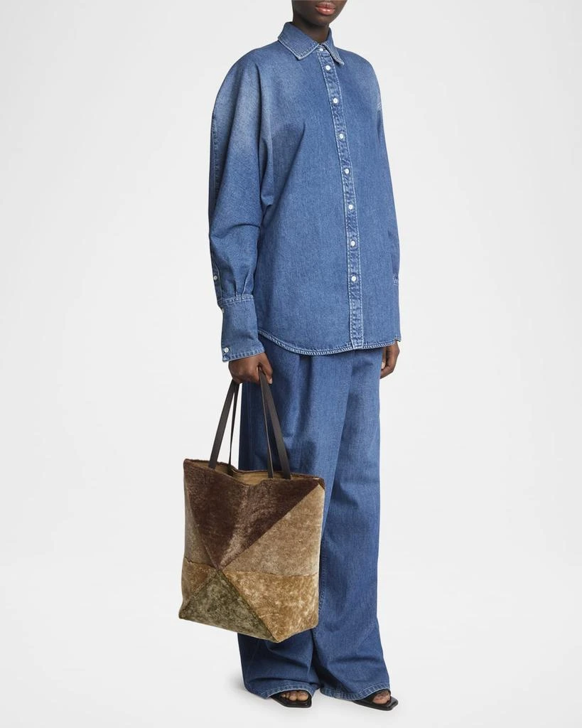 Loewe Puzzle Fold Large Sheep Shearling Fur Tote Bag 3