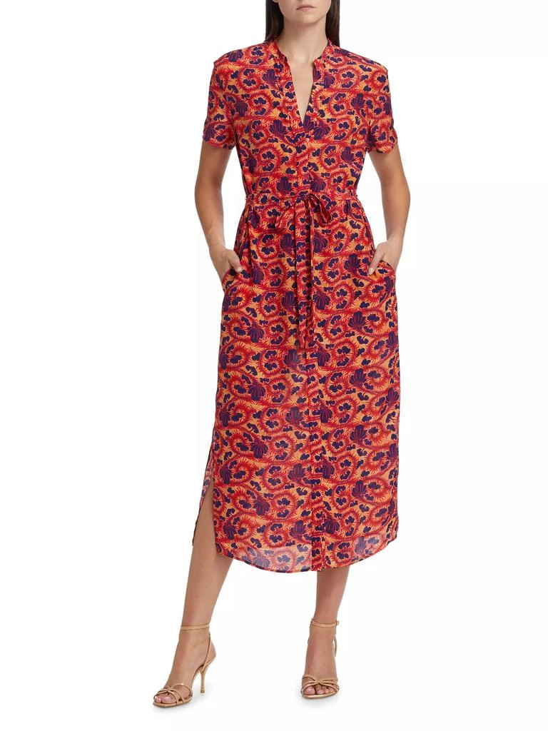 Saloni Vicki Floral Crêpe de Chine Midi Shirtdress 2