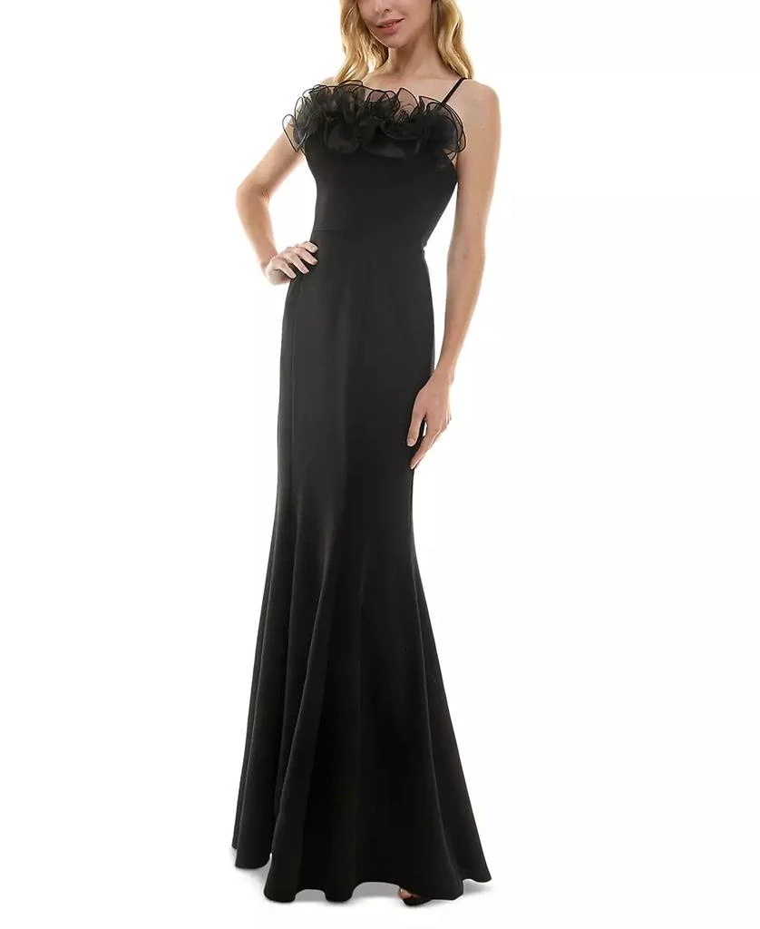 City Studios Women's Ruffled-Neck Evening Gown 1