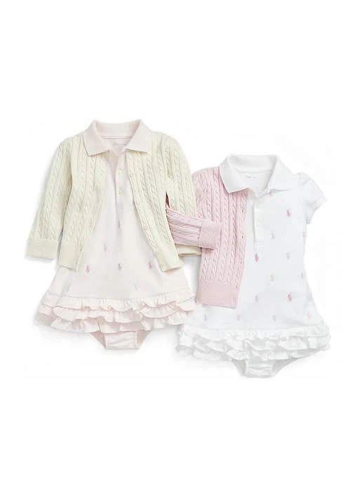 Ralph Lauren Baby Girls Ruffled Polo Dress 
Bloomer 3